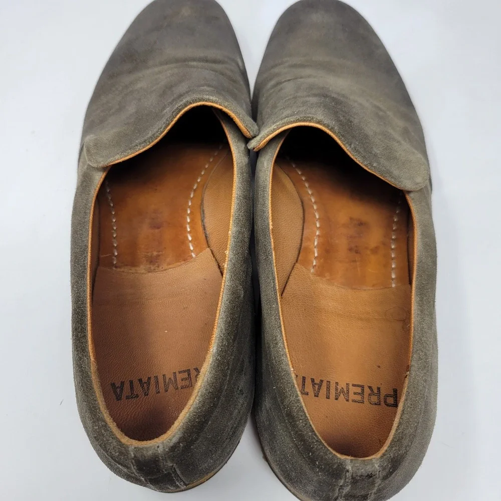 Premiata Mens Olive Green Suede Slip On Loafers Made in Italy Size 9 Round Toe‎
